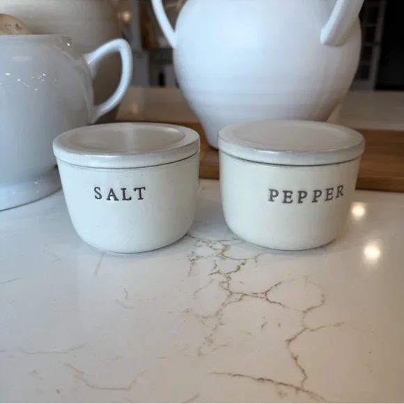 NWT Hearth and Hand White Ceramic Salt and Pepper Bowls - Picture 3 of 4